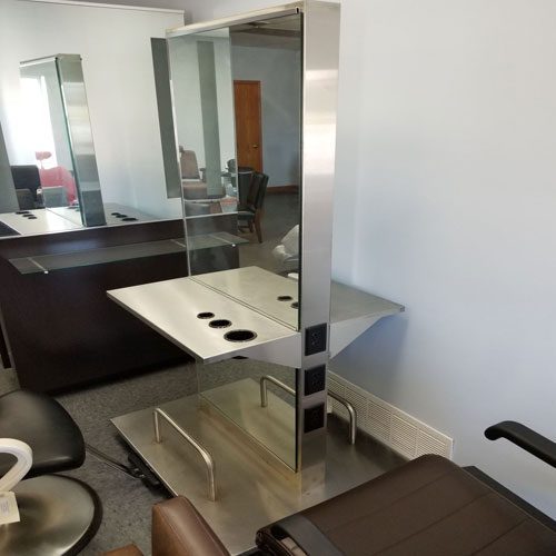 Belvedere Stainless Showroom Double Sided Rolling Island Station