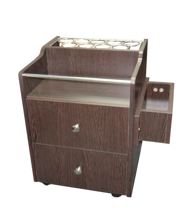 PT01 Pedicure Trolley Lots of Slots Dark Color Wood