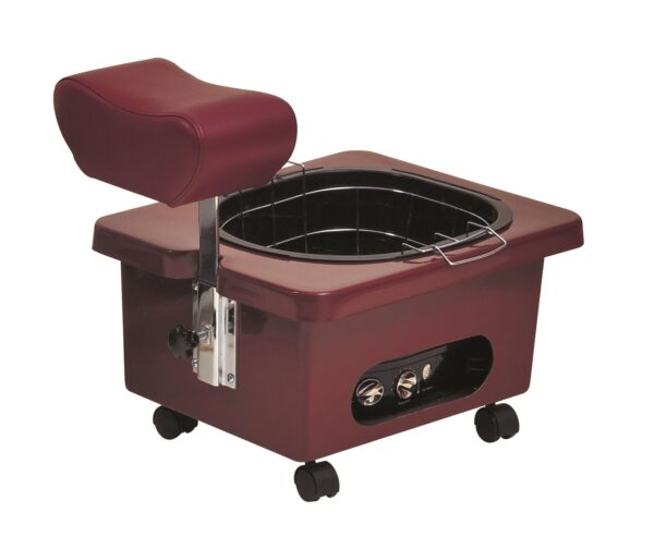 Pibbs DG105R Burgundy Fiberglass Pedi Cart with Portable Footsie
