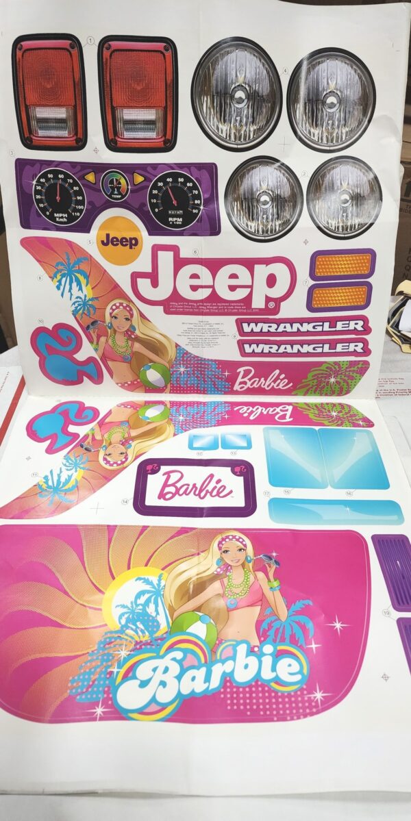 Kids Barbie Jeep Sticker Set