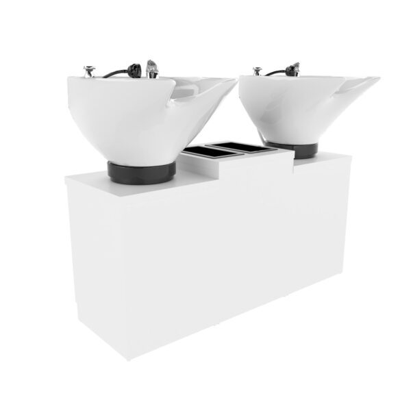 E1106-48 Double Shampoo Bowl Unit With Storage
