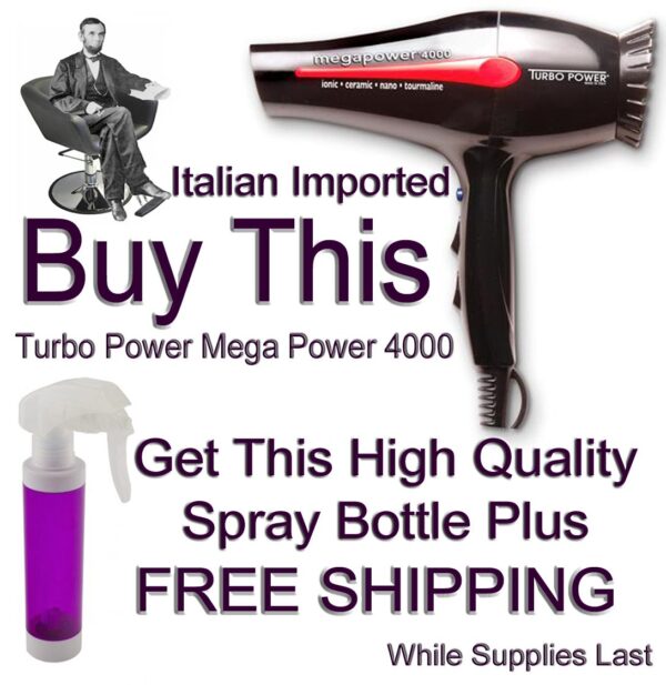 1875 Watt Italian Blow Dryer Deal Mega Power 4000 Black