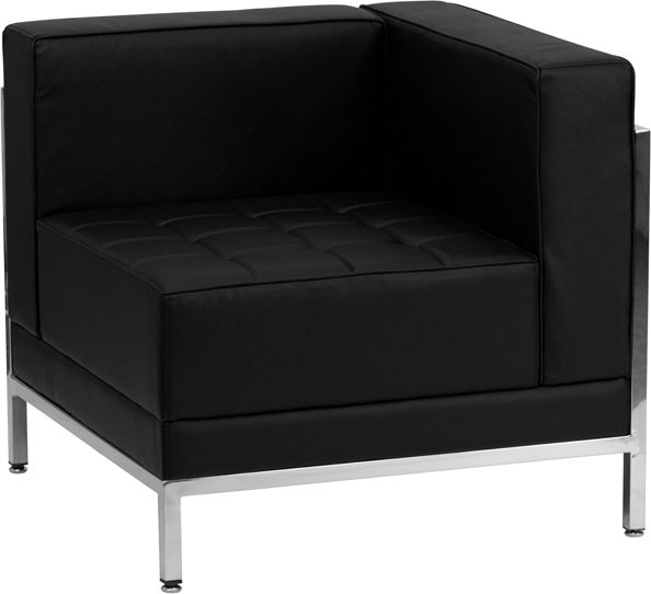 Italica Reception Area Sectional Single Seat Black- Left Corner