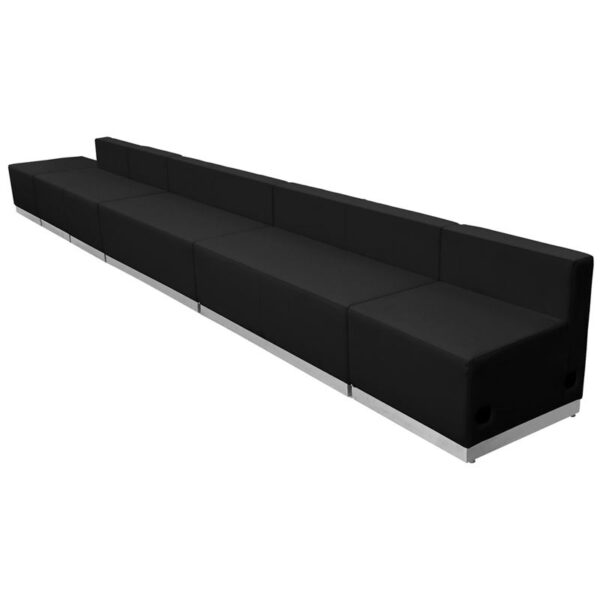 803-490 I Reception Sofa Black With Silver Toe Kick Ready Set Delivery