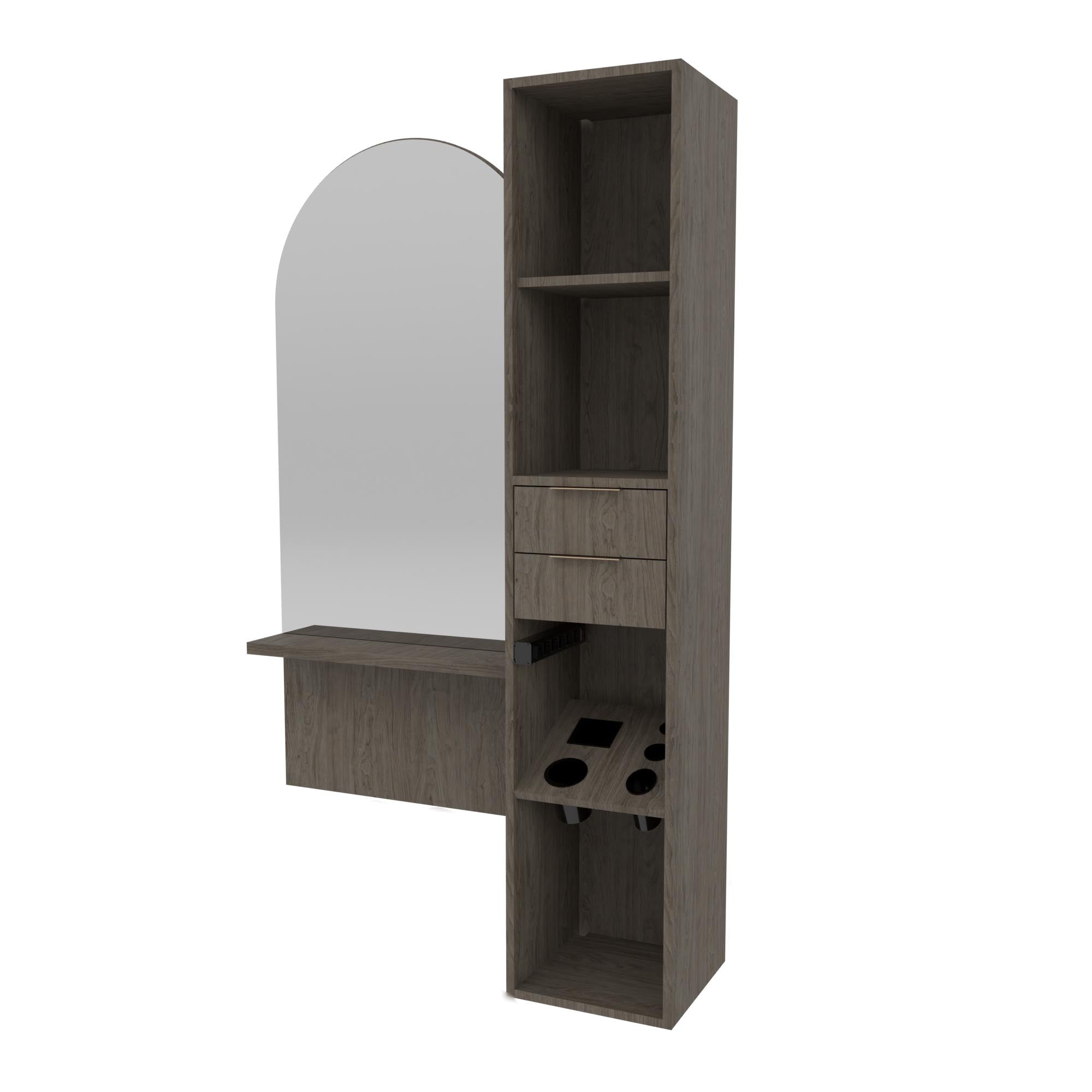 E1032P-R2 Styling Station With Floating Retail Shelves - Image 36