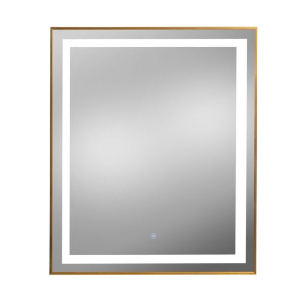 30X36 Gold Frame Rectangle LED Lighted Salon Mirror