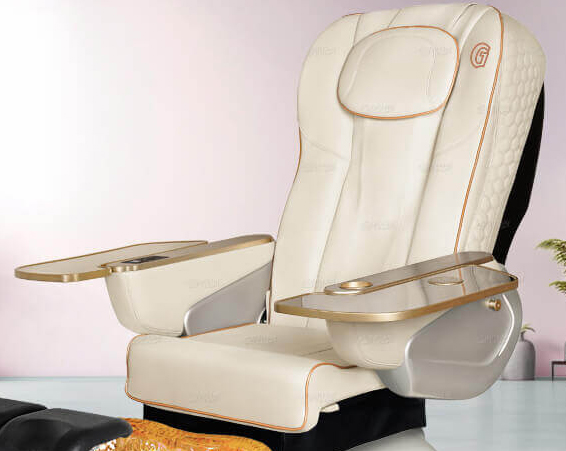 9690 Pearl White With Gold Chair- Free Pillow